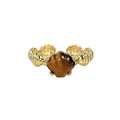Adjustable silver ring with carved shell tiger eye motif in white gold or 18K gold electroplating