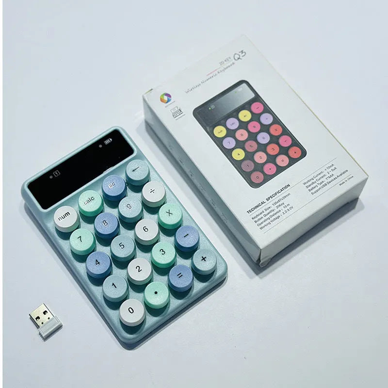 Mini portable wireless Q3 keyboard in mixed blue colour with Bluetooth connectivity