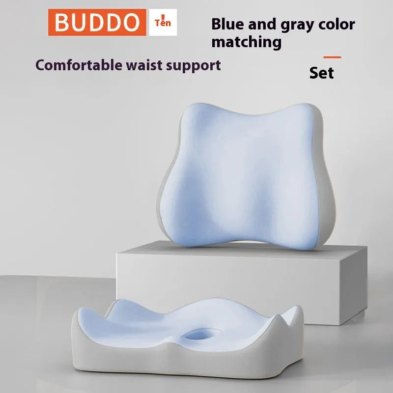 Memory foam waist rest seat cushion in double grey colour for office chair comfort support