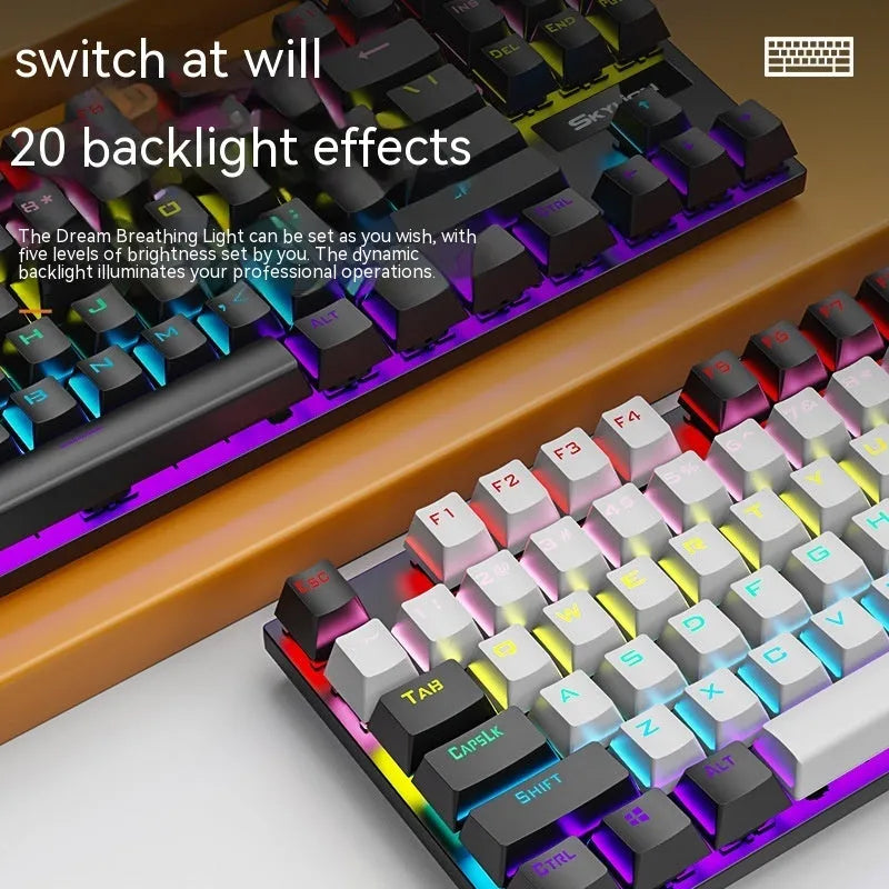K87 mechanical keyboard with metal frame in selected colour, showing wired USB connection.