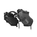 Pair of black waterproof polyester motorcycle side bags on rear seat, 18L capacity