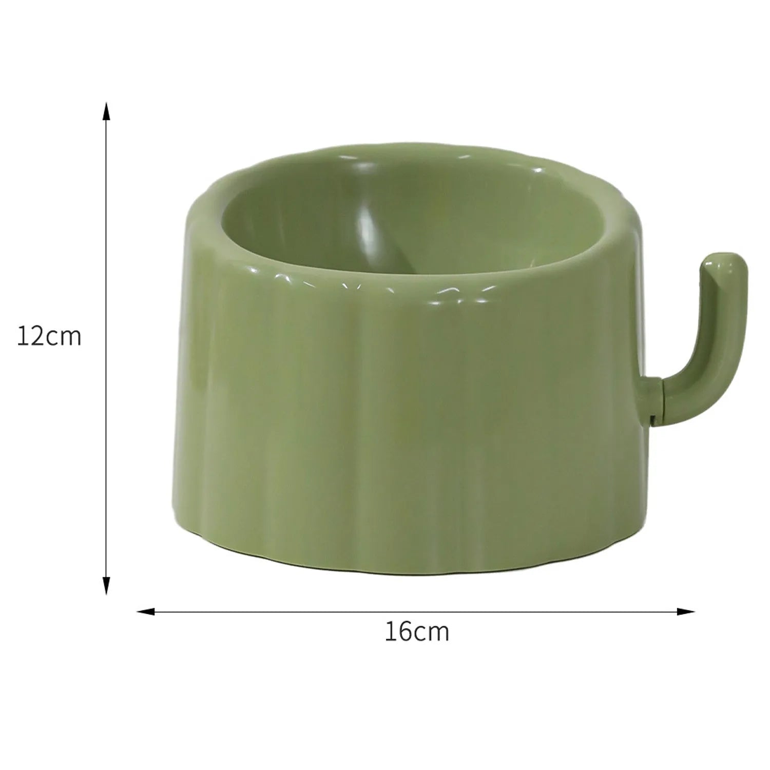 Solid colour raised cat bowl with cactus design, anti-slip base, and large mouth opening in dark green