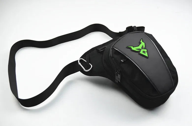 Motorcycle riding leg bag in 1200D Oxford cloth with crossbody shoulder waist attachment