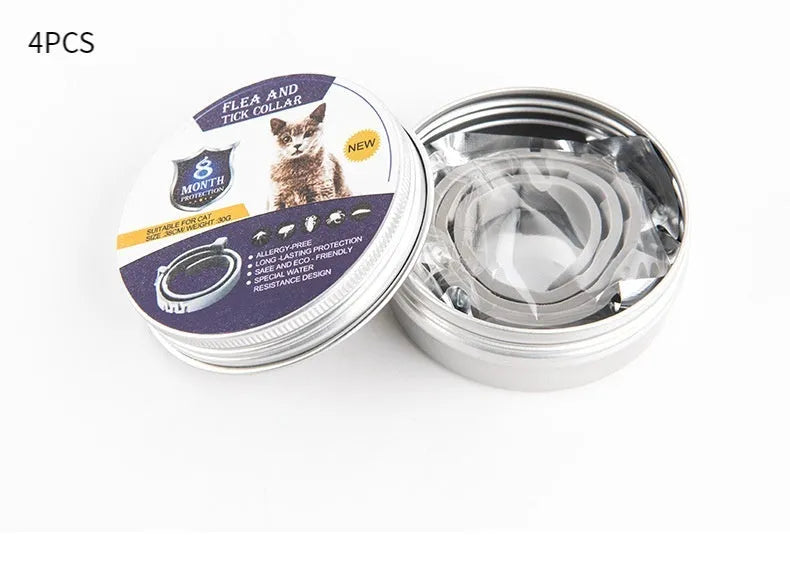 Adjustable pet anti-mosquito collar for cats and dogs, made with TPR silica gel and natural plant extracts, waterproof design