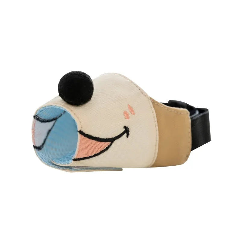 Canvas dog muzzle mouth cover in Ollie Brown Bear colour, shown in size L for dogs 12.5-30kg.