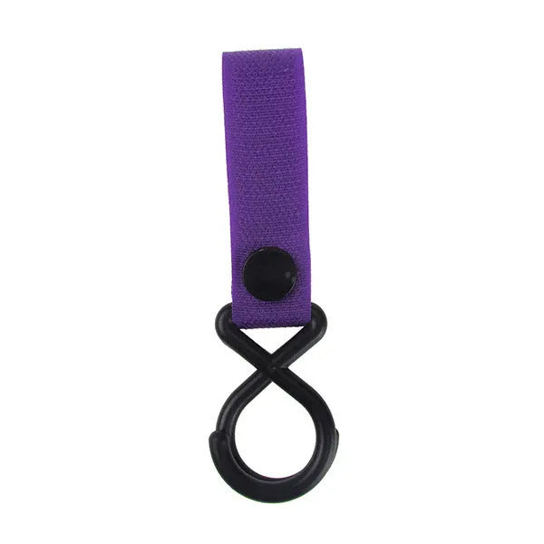A selection of luggage Velcro hooks in various colours including red, blue, green, and yellow on a white background