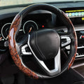 Sports style artificial leather steering wheel sleeve in crystal brown colour for 38cm diameter wheels.