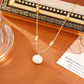 Cube sugar pearl necklace and stud earrings set on a woman, real gold plated copper, imitation pearls, adjustable chain 41-50cm