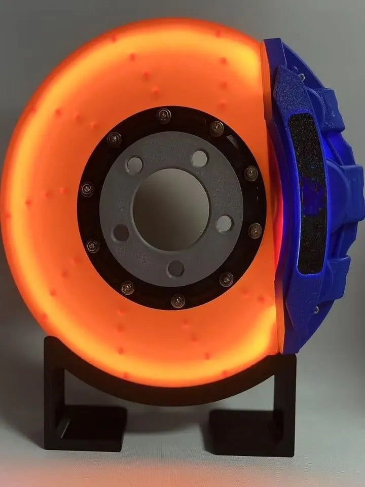 Brake disc design LED desktop night light with coloured caliper and touch switch