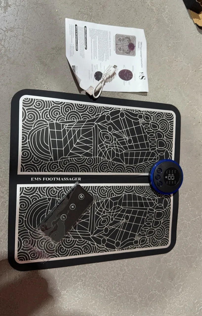 Remote control foot massage cushion with LCD display and leather surface