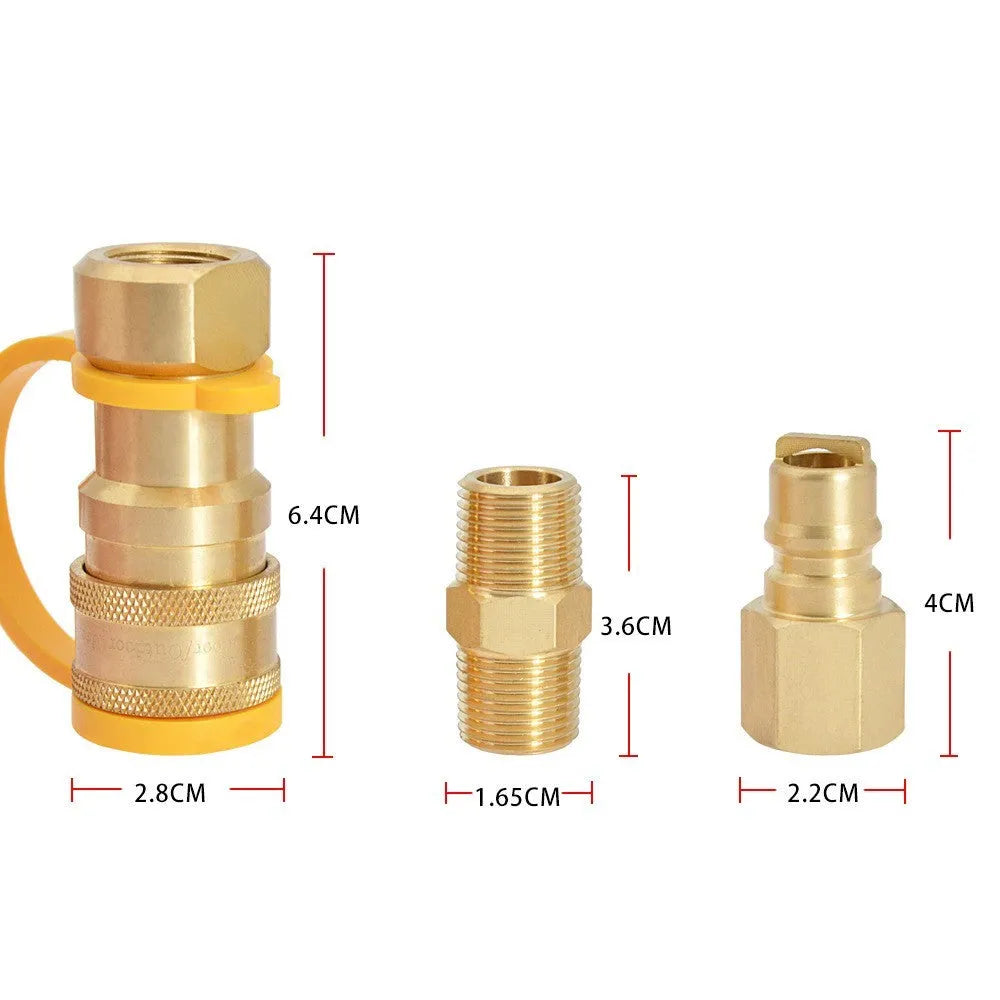 Gold colour brass gas propane conversion charging connector with American standard 3/8 thread