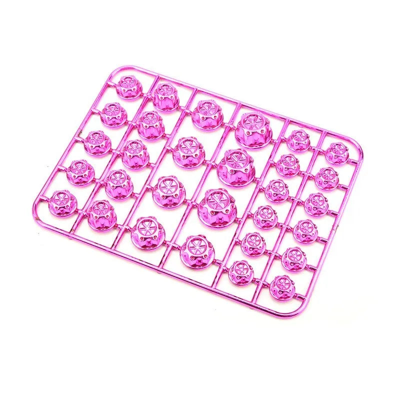 Set of 30 ABS plastic motorcycle screw caps in eight different colours including red, blue, gold and silver