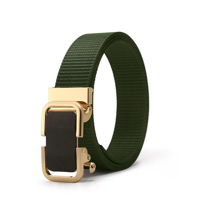 Men's nylon canvas slide belt with toothless adjustment buckle in multiple colour options