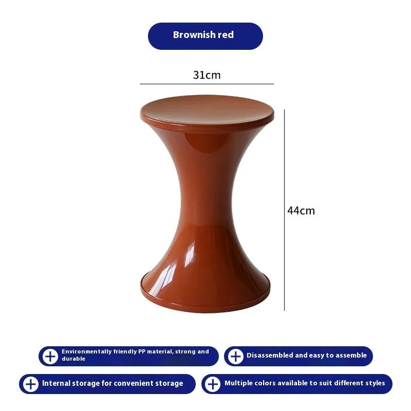Plastic hourglass style shoe changing stool in multiple colour options