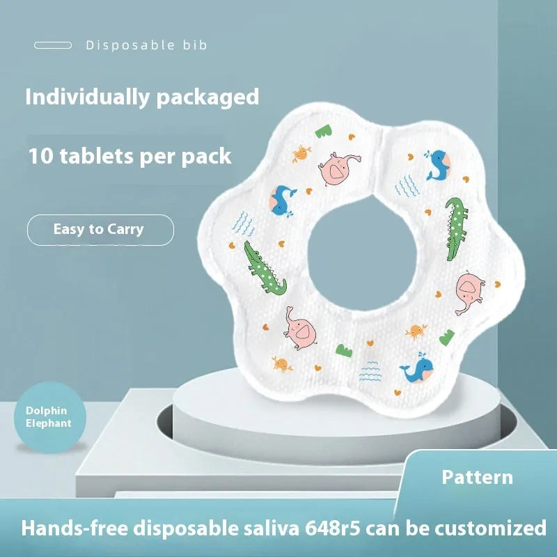 Disposable saliva towel baby bib water-repellent cloth 10-pack neutral design for children 0-6 years