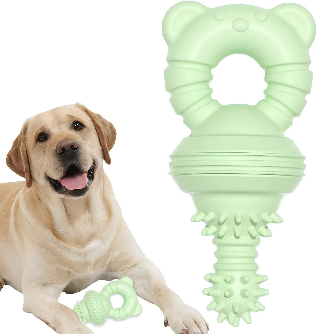 Blue rubber molar clean dog chew toy with textured surface for large breed pets
