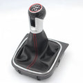 Black leather gear shift knob with dust boot for Volkswagen Golf manual transmission