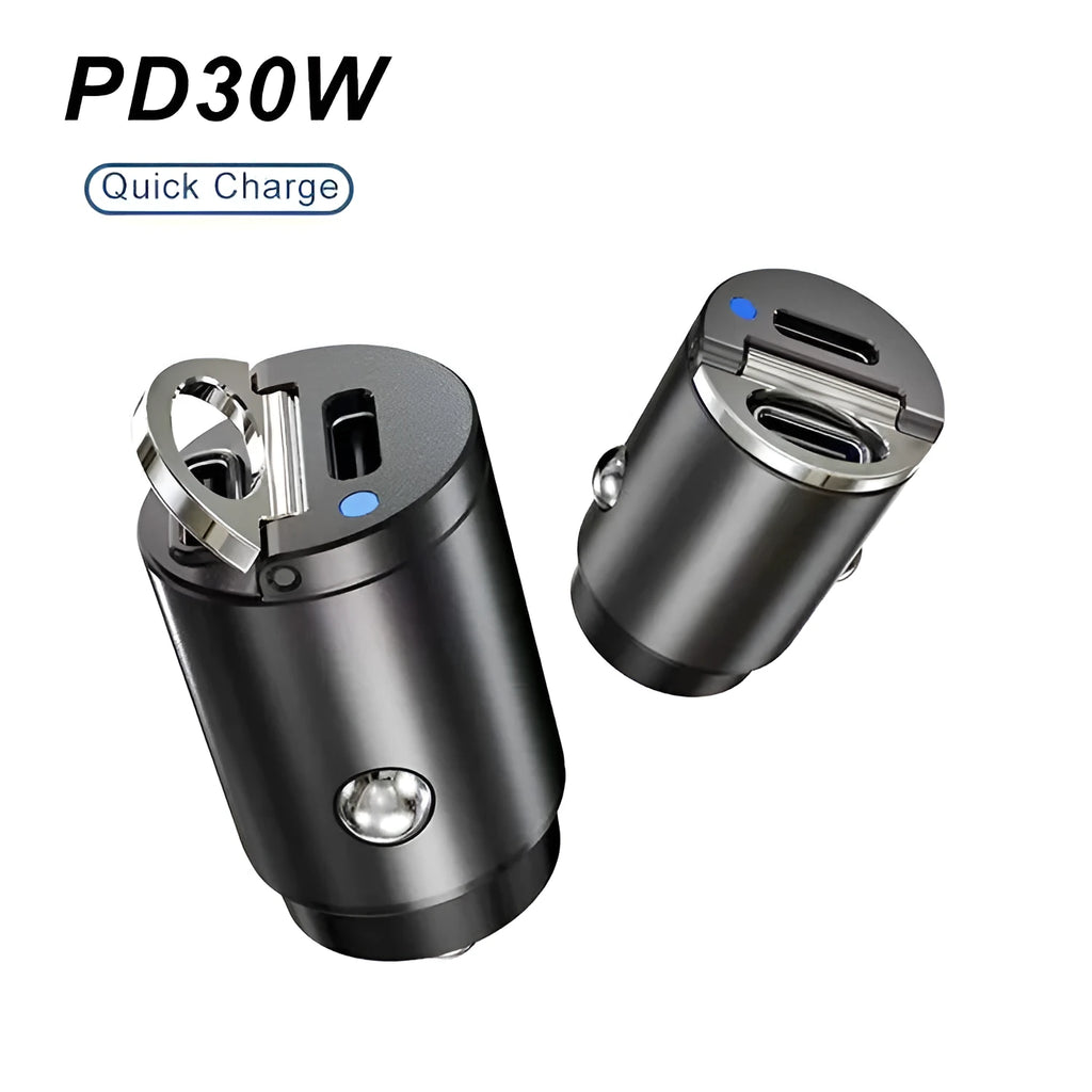 Mini dual-port 30W car cigarette lighter charger for USB devices