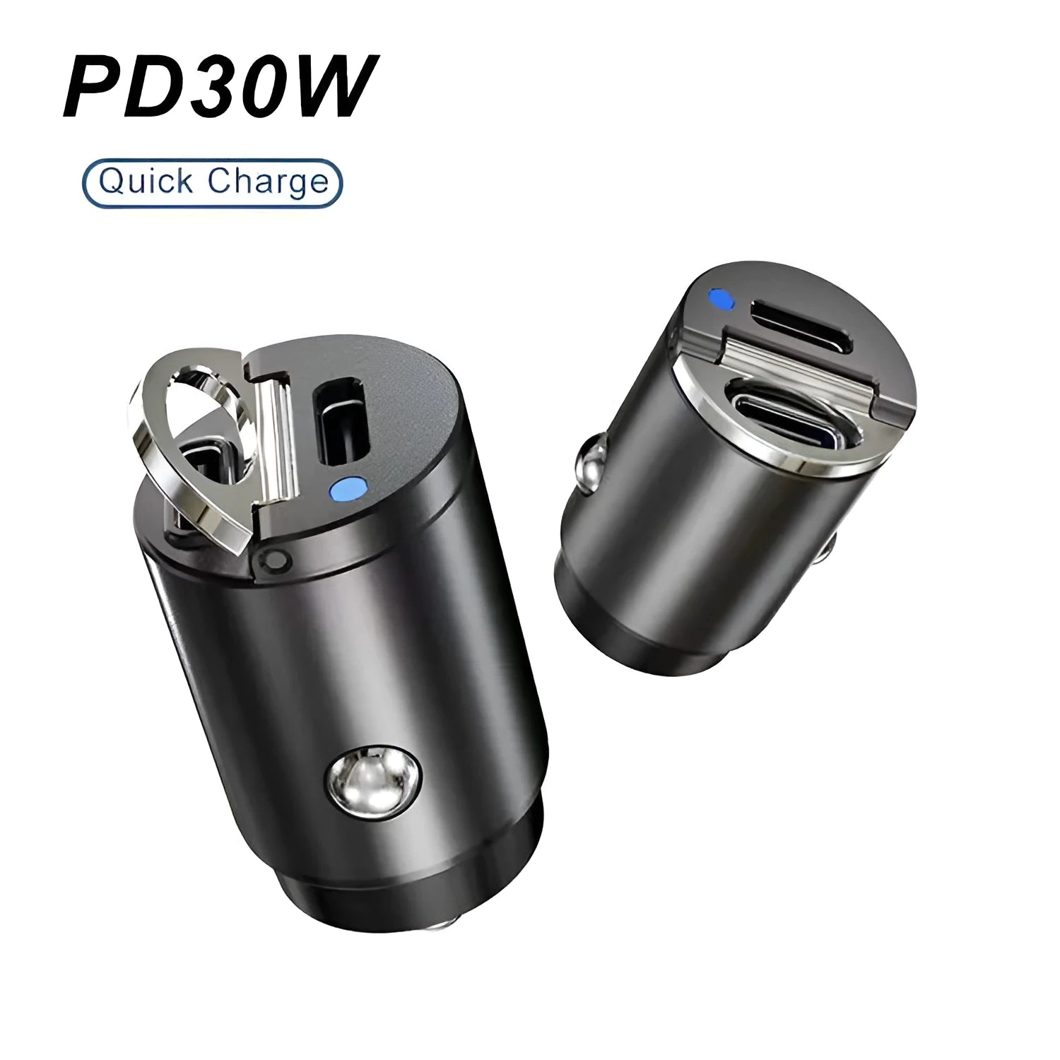 Mini dual-port 30W car cigarette lighter charger for USB devices