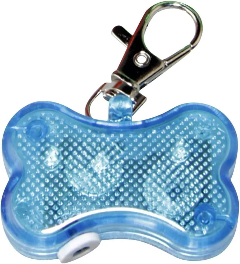 Bone-shaped LED luminous pendant for pet collars in multiple colours with three lighting modes