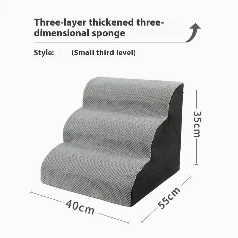 Wave pet stairs for small dogs in cloth fabric with multi-level slope options and colour choices including beige, gray, black, khaki, and tiger embroidery