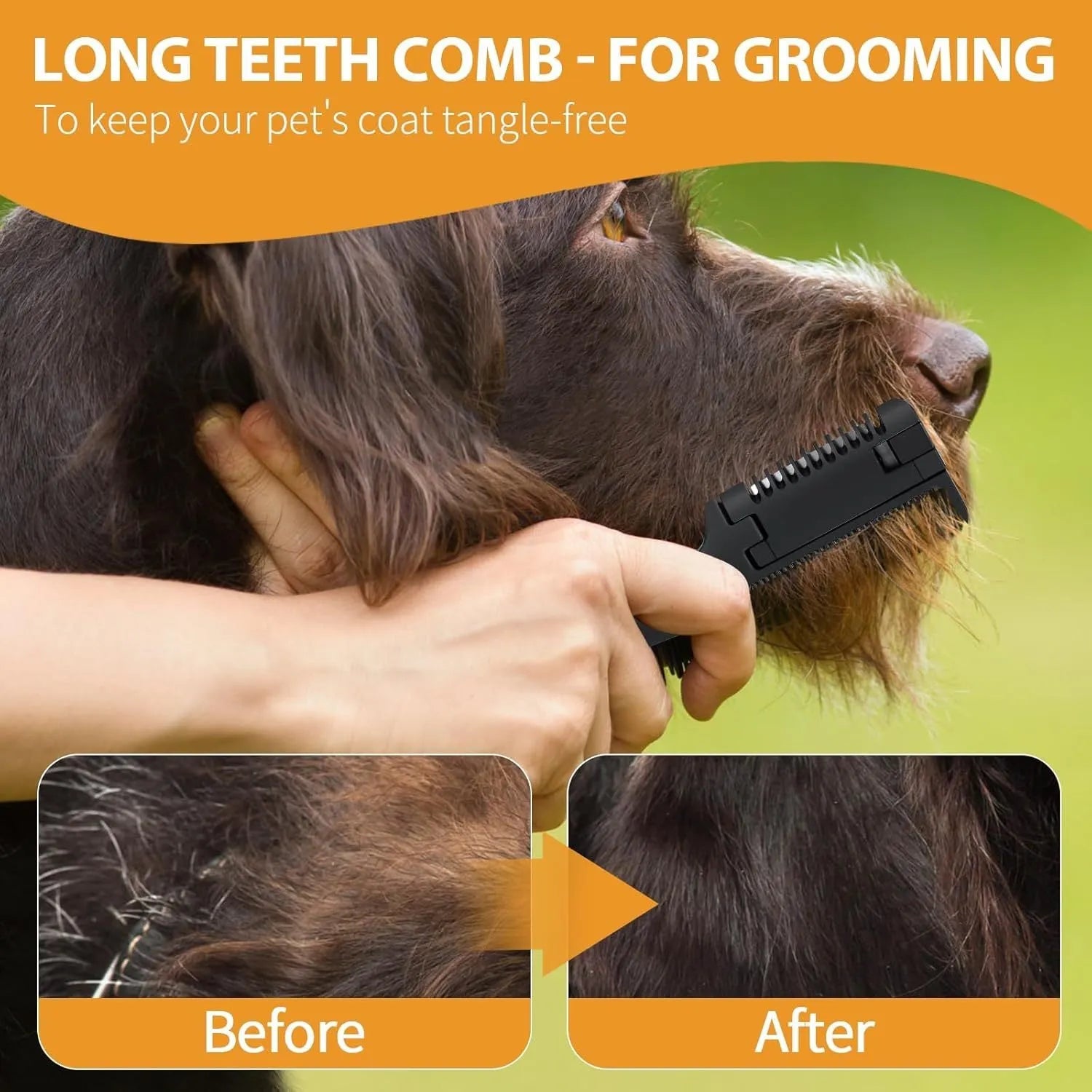 Razor comb for dogs and cats with attached blade and packet of ten spare replacement blades.