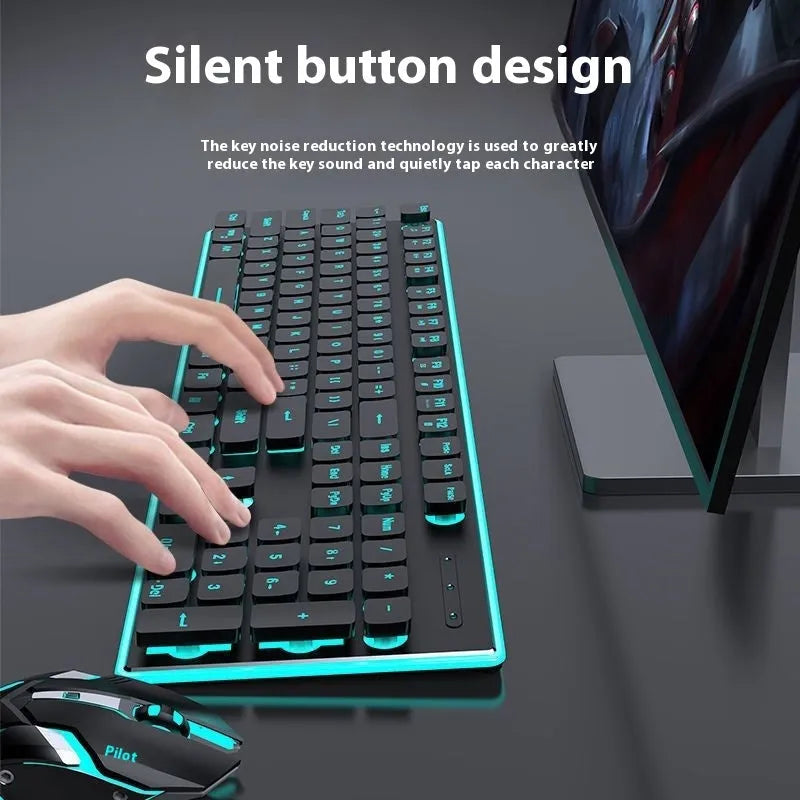 Wireless Bluetooth keyboard with mute button and ice blue backlight in cherry blossom pink colour
