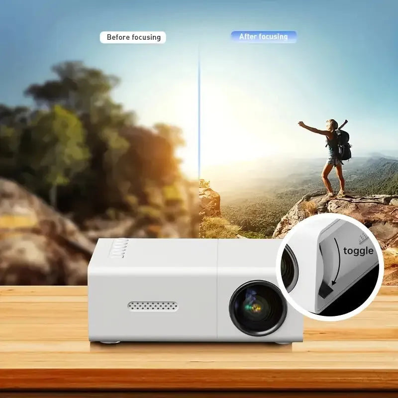 M100 portable LED home projector in black or white colour with remote control and accessories