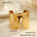 Gold plated wide women's bracelet with geometric wave design and niche opening