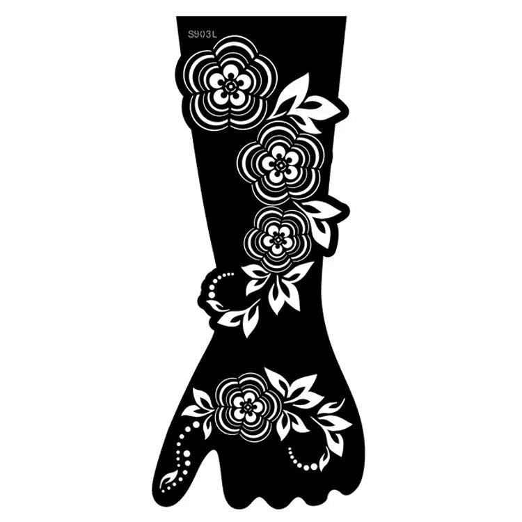 Pack of geometric hollow template tattoo stickers with machine-cut paper stencils for DIY art.