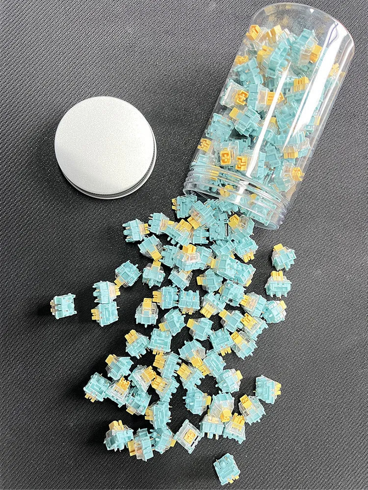 36 Sea Salt Lemon coloured keyboard switch shaft bodies for mechanical keyboard repair.