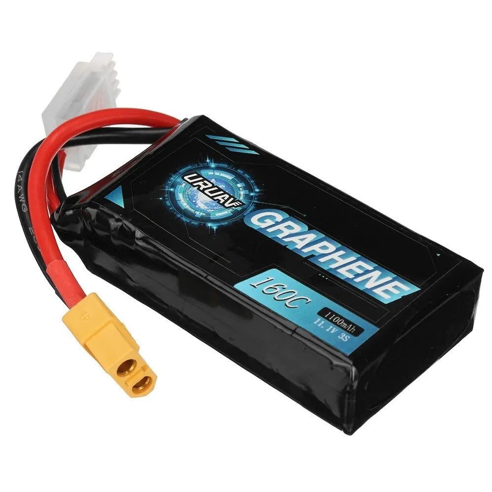 7.4V 1200mAh lithium battery for RC model cars and boats with compact 15x36x70mm dimensions