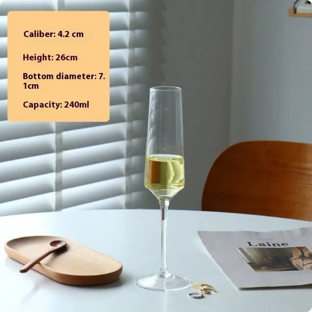 French goblet champagne glasses showing seven crystal design variations including tulip and flute styles