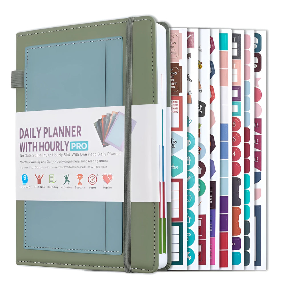 PU cover no-date notebook with thread binding showing 200 sheets of wood-free paper