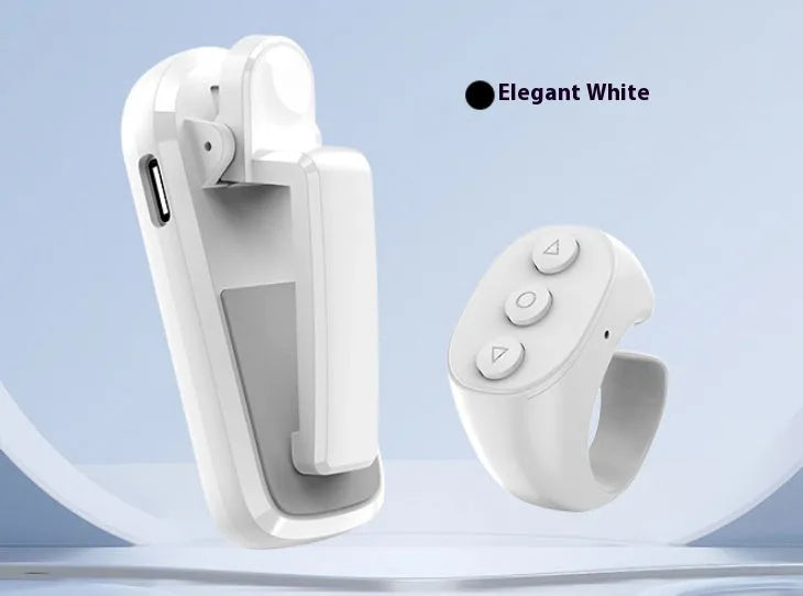 Wireless page turner remote control with clicker for hands-free reading on tablets and e-readers.