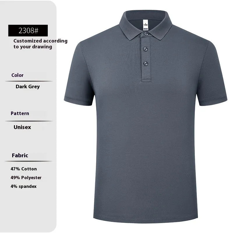 High-end workwear polo shirt for men summer short sleeve cotton blend solid colour regular fit