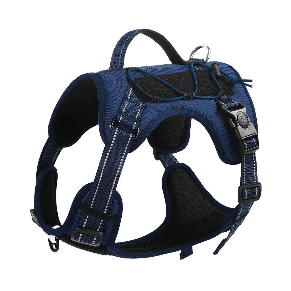Reflective dog harness vest with integrated hand holding rope leash in multiple colour options