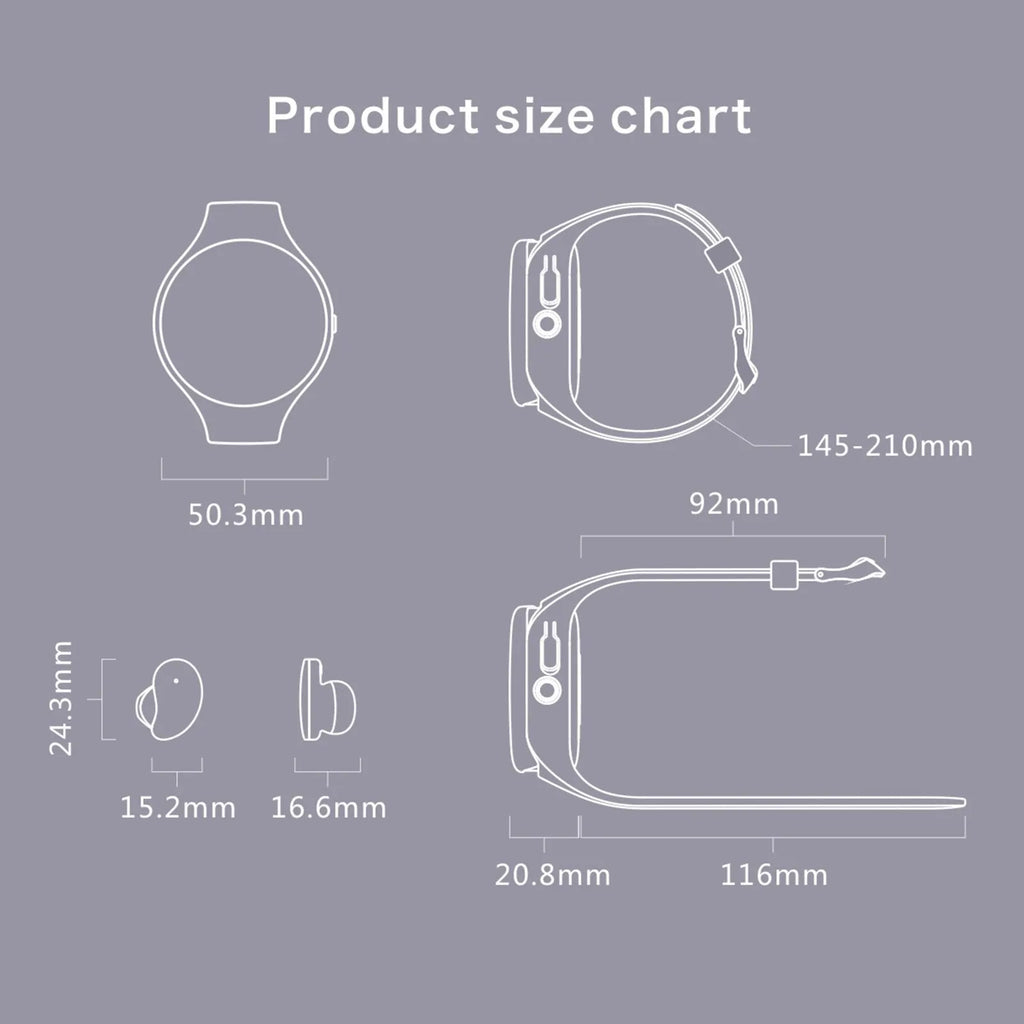 Black Bluetooth headset and smart bracelet combo watch with detachable TWS earbuds on a charging cable.