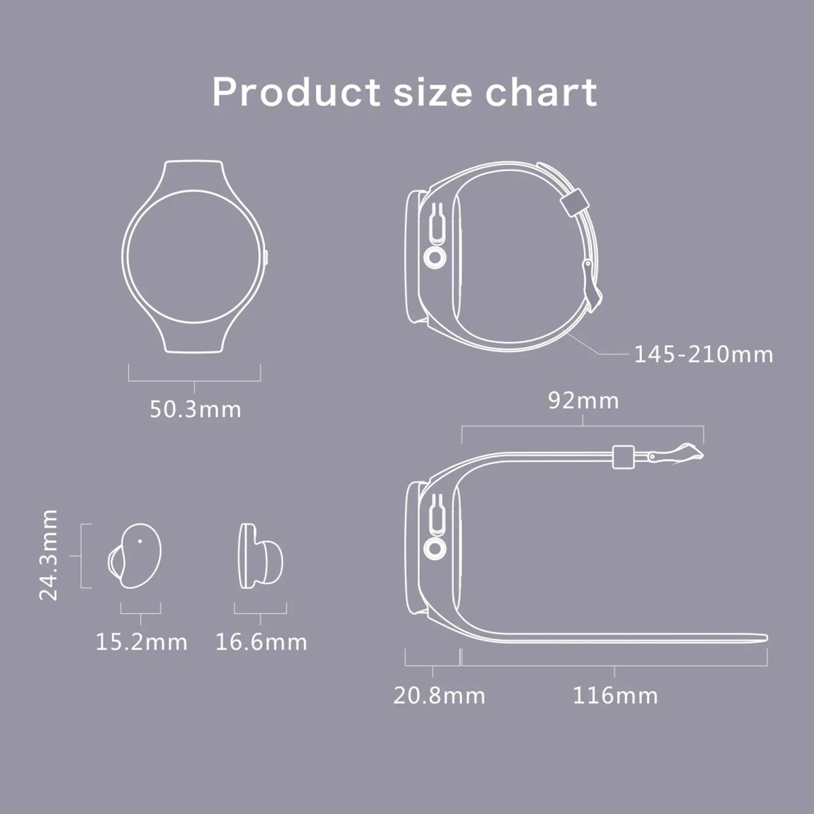 Black Bluetooth headset and smart bracelet combo watch with detachable TWS earbuds on a charging cable.