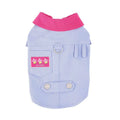 Blue and purple polyester dog vest with leash ring for small dogs