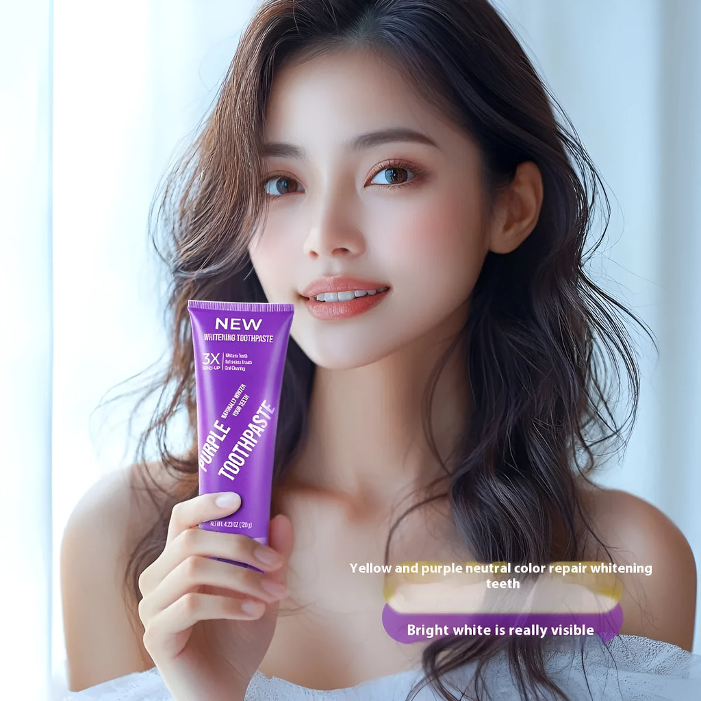 120g tube of purple whitening toothpaste for adult stain removal and teeth brightening