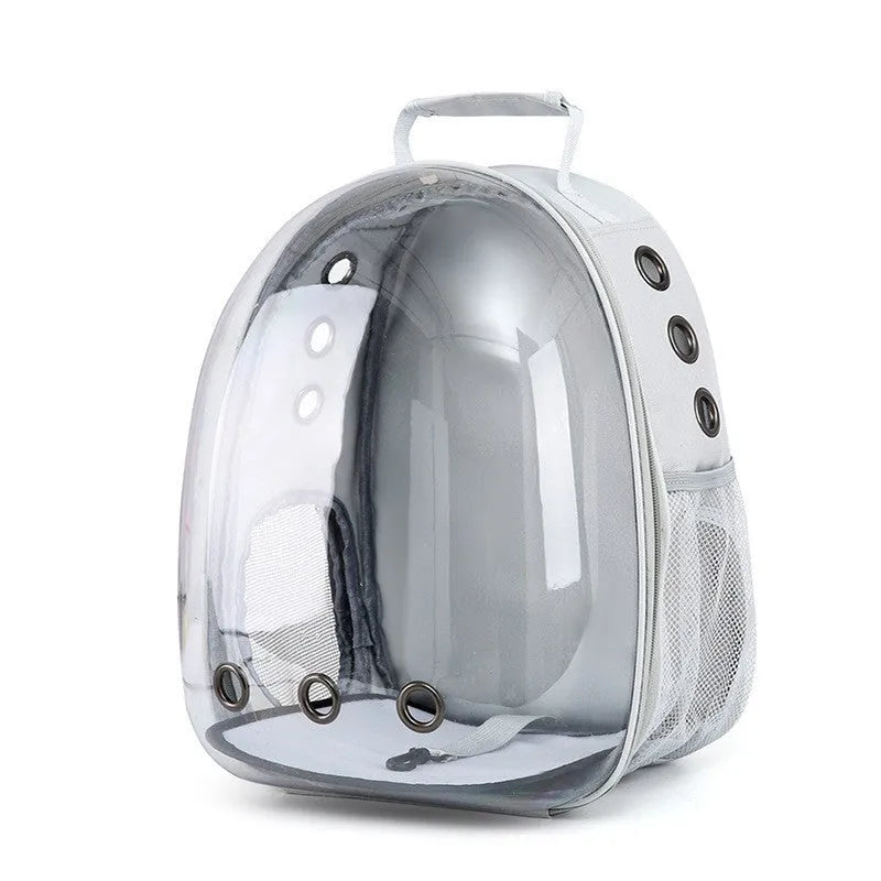 Polycarbonate pet carrier bag with side opening panel in medium capacity for cat transportation
