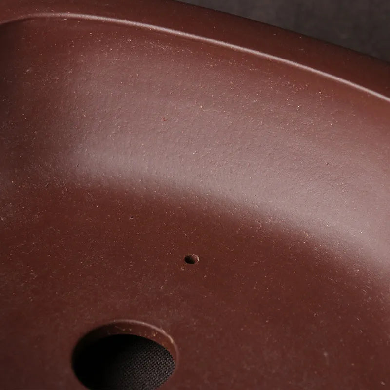 Handmade purple clay bonsai basin in classical plain Chinese style