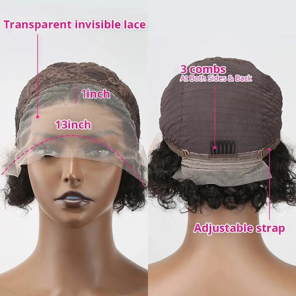 Black human hair lace front wig cap for daily wear