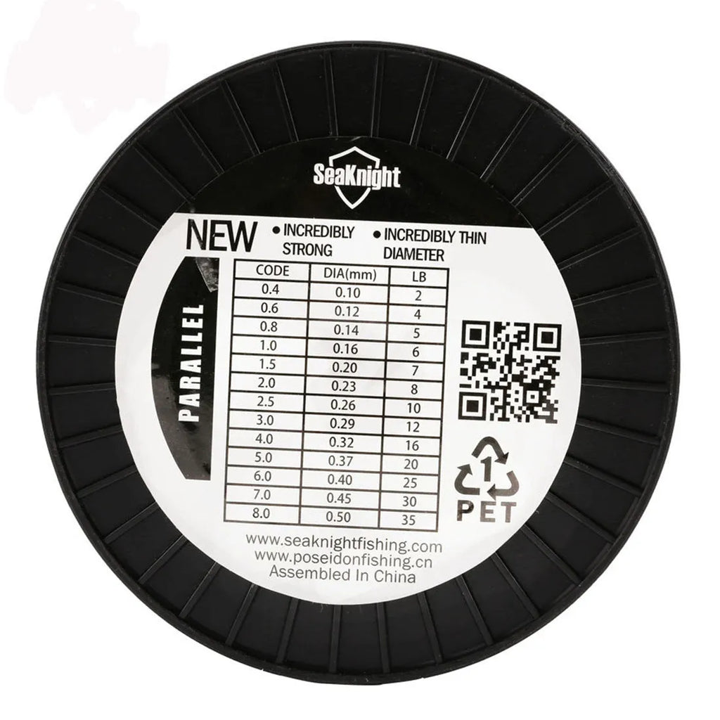 Seaknight1000 M nylon fishing line spool in five colour options on a blue background