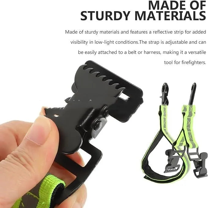 Fluorescent green metal safety glove clip with reflective nylon lining for workwear