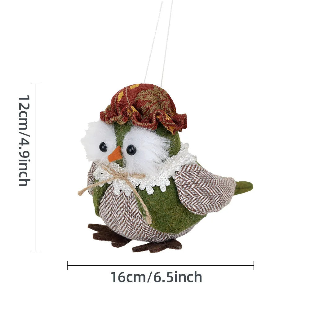 Orange and green owl harvest bird pendant ornament for window or desktop Thanksgiving decoration