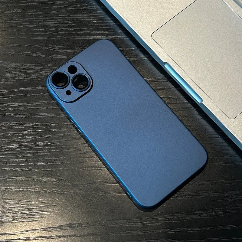 Magnetic non-slip silicone phone case with lens cover for iPhone, available in eight colours
