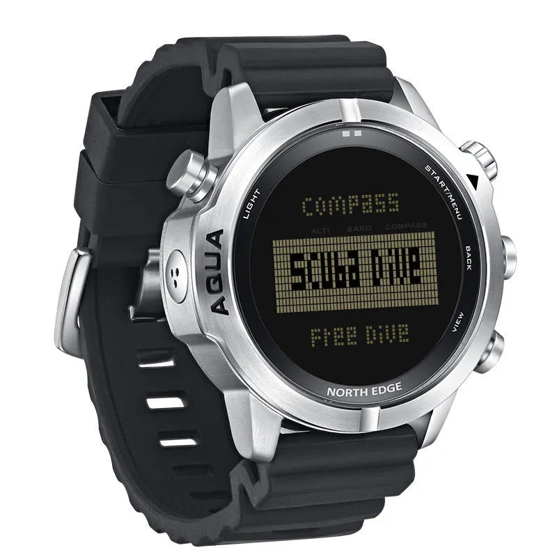 Black and white smart watch with 48mm case and 1.46 inch tempered glass screen for outdoor sports monitoring