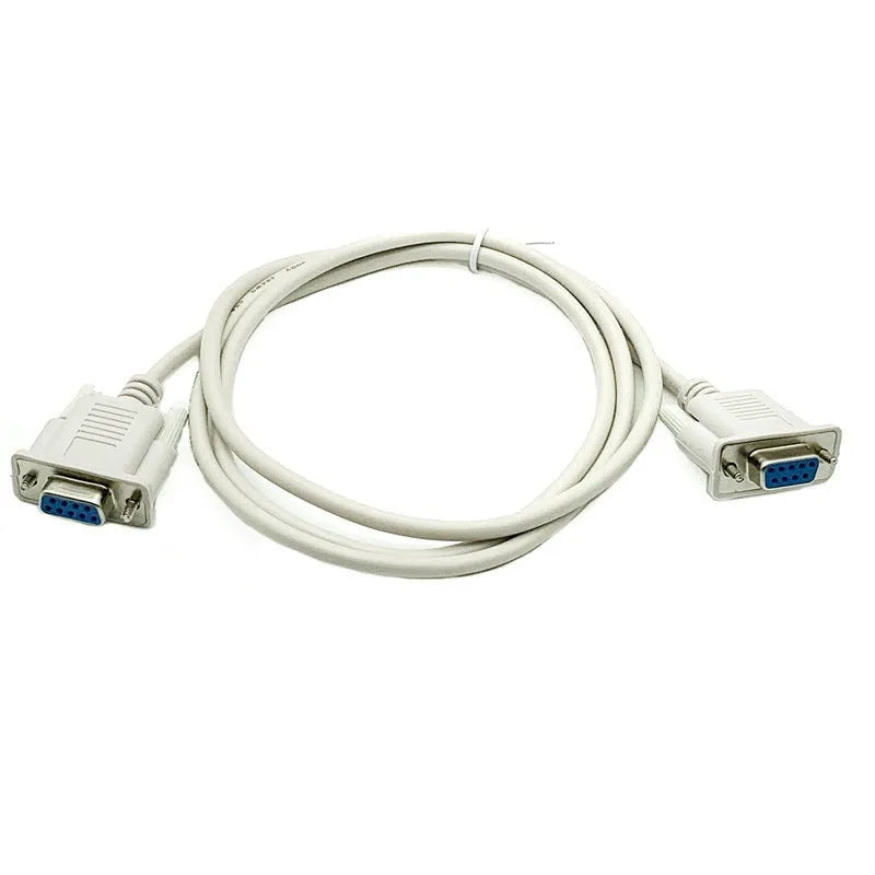 Milky white DB9 RS232 serial cable with female connectors at both ends, length 1.5 metres.